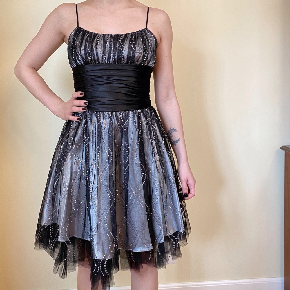 Sparkly Gunmetal Cocktail Party Dress